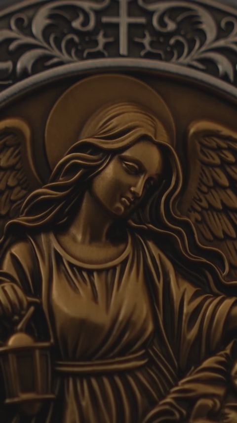 Medalhão de berço Anjo da Guarda - lembrancinha para batizado e nascimento